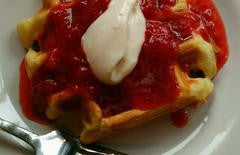 Lemon Agrumato Waffles with Fresh Strawberry & Cara Cara Orange-Vanilla Balsamic Compote