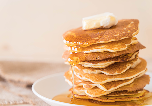 Walnut Pancakes with Maple-Red Apple Balsamic Syrup