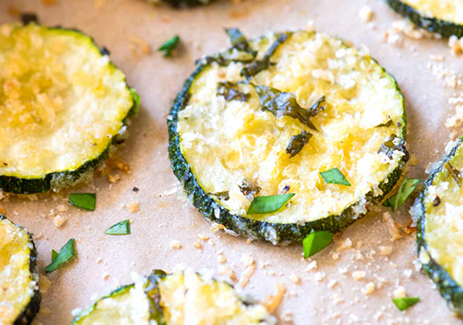 Parmesan Basil Baked Zucchini Chips
