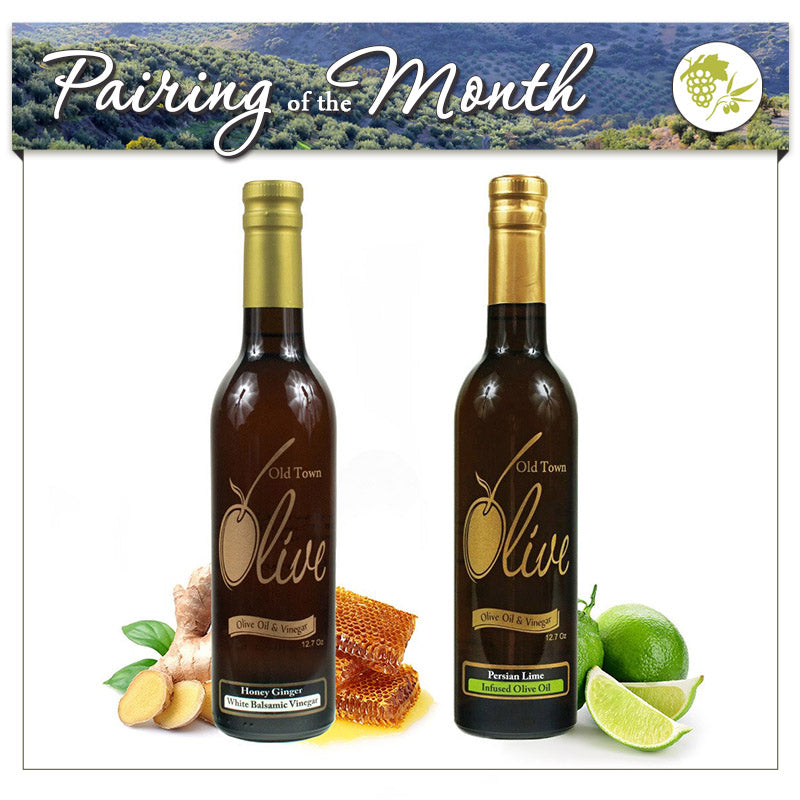 Honey Ginger White Balsamic Vinegar Condimento & Persian Lime Infused Olive Oil