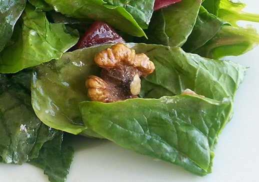 Green Salad with Toasted Walnuts, Walnut Oil, and Green Beans