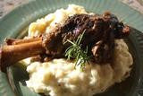 Slow Braised Lamb Shanks With Coratina and Malbec Wine Reduction